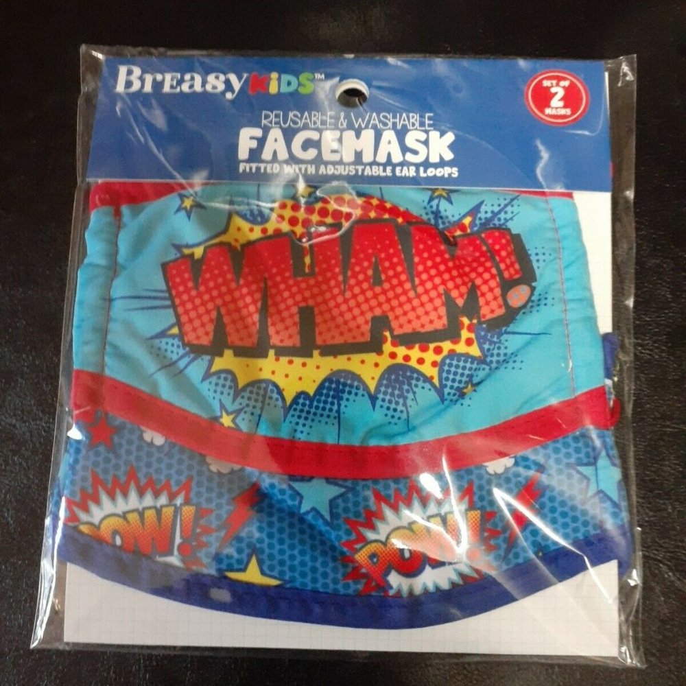 Breasy Kids Face Mask Action Hero Adjustable 2pk - Picture 1 of 2